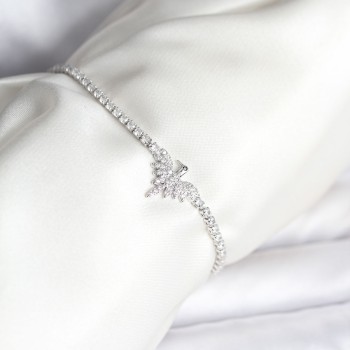 Anka Kuşu Model Zirkon Taşlı Gümüş Renk Pirinç Su Yolu Kadın Bileklik