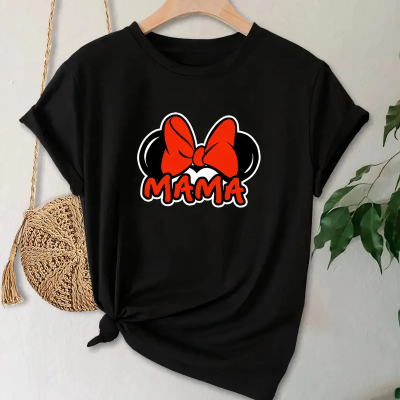 Anneler Günü Baskılı T-shirt - Siyah -