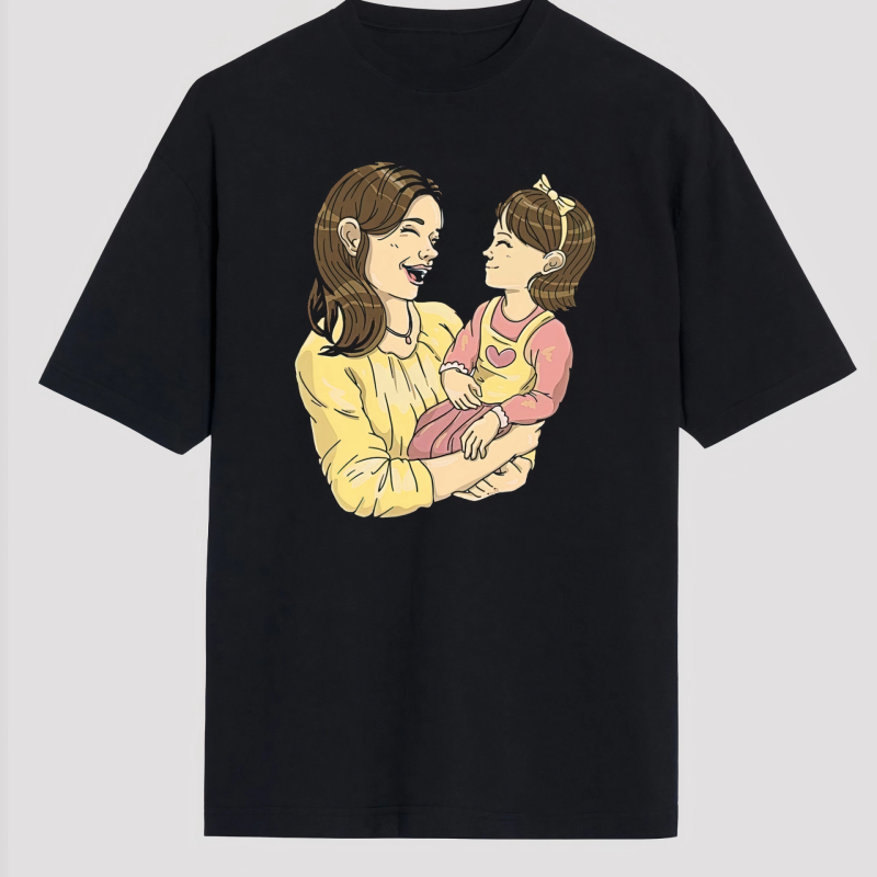 Anneler Gününe Özel Tasarım Anne   Baskılı T-shirt - Siyah -