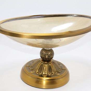 Antik Eskitme Gold Ayaklı Dekoratif Cam Gondol Sunumluk