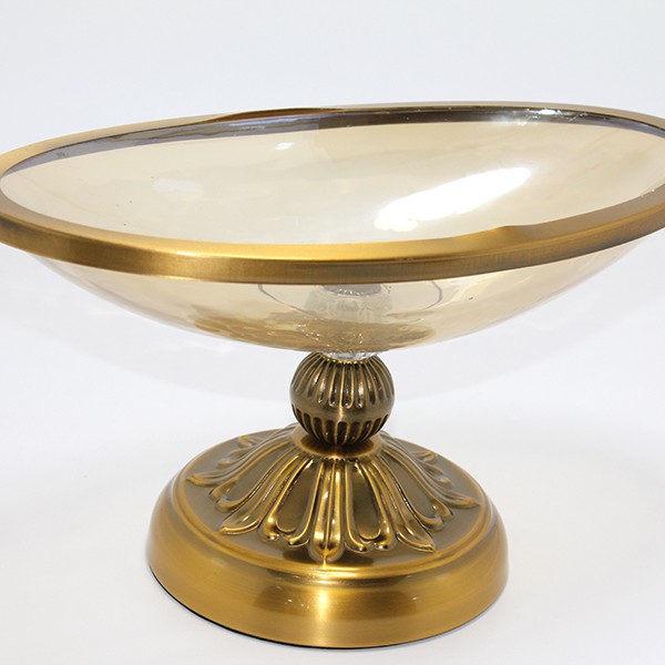 Antik Eskitme Gold Ayaklı Dekoratif Cam Gondol Sunumluk