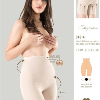 Arias Closet 1 Beden Küçülten Silikon Bantlı Yüksek Bel Uzun Paça Korse 
