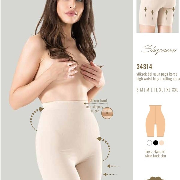 Arias Closet 1 Beden Küçülten Silikon Bantlı Yüksek Bel Uzun Paça Korse 