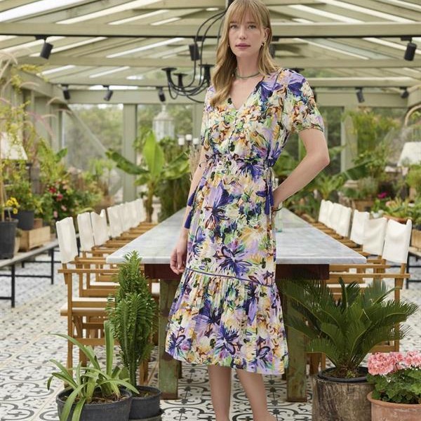 Arias Closet %100 Viskon Çiçek Ve Yaprak Desenli Elbise