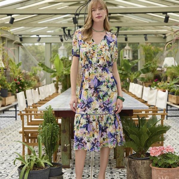 Arias Closet %100 Viskon Çiçek Ve Yaprak Desenli Elbise