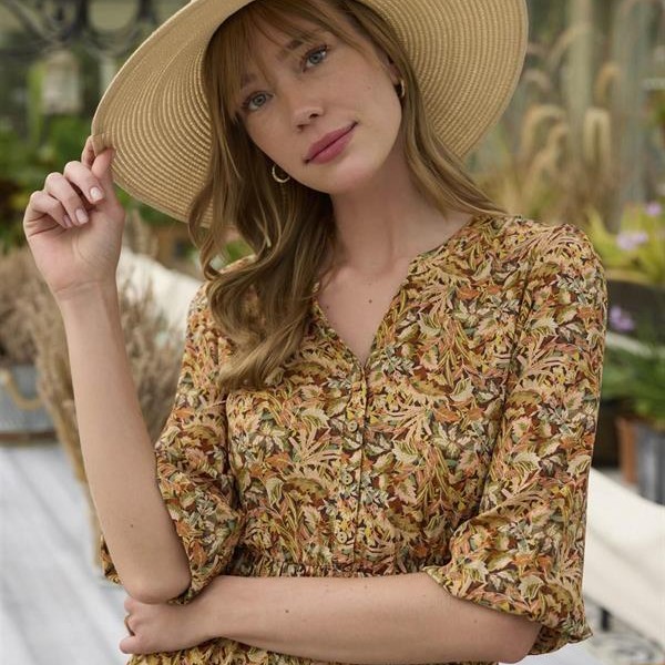 Arias Closet %100 Viskon Çiçek Ve Yaprak Desenli Kuşaklı Elbise