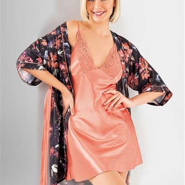 Arias Closet 2Li Sabahlık Takımı Somon