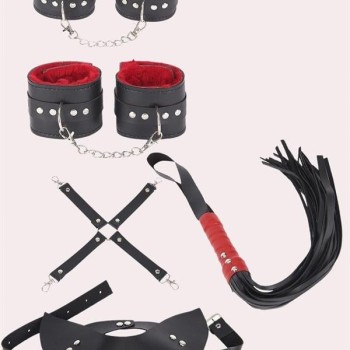 Arias Closet 4'Lü Kol Bacak Kırbaç Maske Deri Aksesuar Set