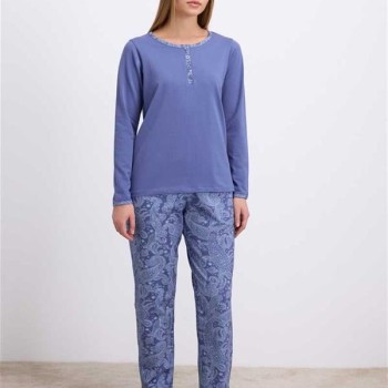 Arias Closet %95 Pamuklu Uzun Kollu T-Shirt Ve Desenli Pantolon Pijama Takımı