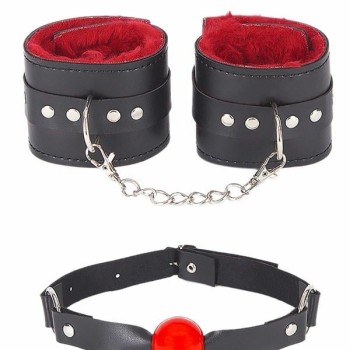 Arias Closet Ağız Topu Ve Kelepce İçi Tüylü Kırmızı Set