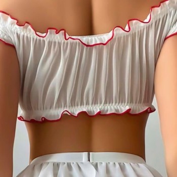 Arias Closet Beyaz Büstiyerli Etekli Fantezi Hemşire Kostümü