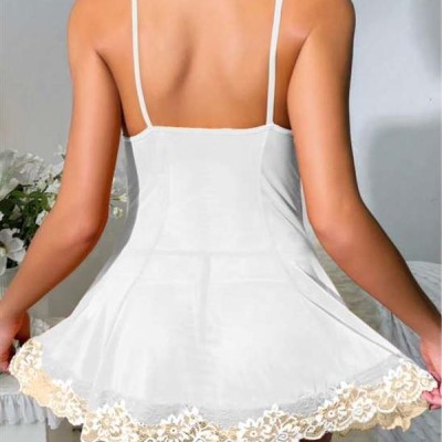 Arias Closet Beyaz Dantel İşlemeli İnce Askılı Likralı Fantezi Tül Gecelik