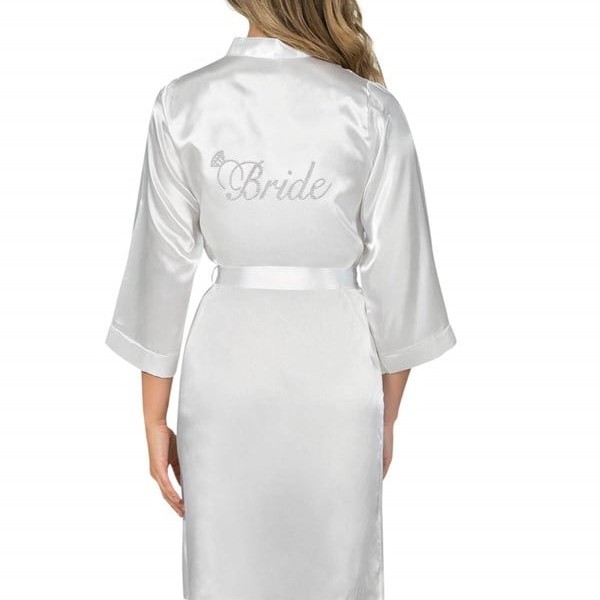 Arias Closet Beyaz Kısa Saten Bride Sabahlık