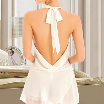 Arias Closet Beyaz Sırt Ve Göğüs Dekolteli Fantezi Mini Elbise