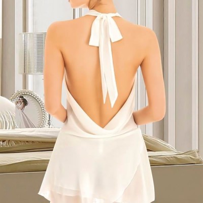 Arias Closet Beyaz Sırt Ve Göğüs Dekolteli Fantezi Mini Elbise