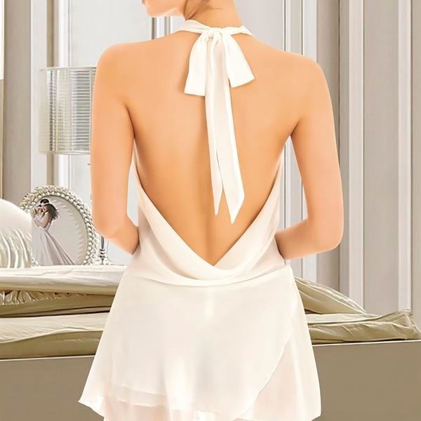 Arias Closet Beyaz Sırt Ve Göğüs Dekolteli Fantezi Mini Elbise