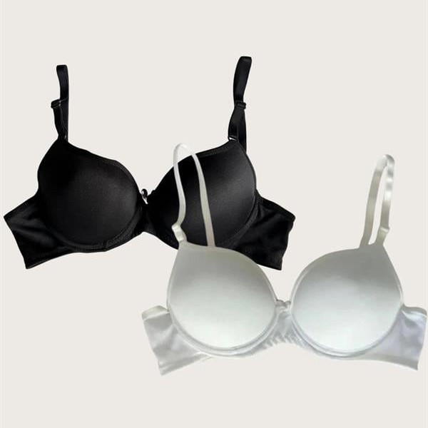 Arias Closet Beyaz-Siyah 2'Li Mikro Kumaş İçi Boş Balenli Günlük Desteksiz Sütyen