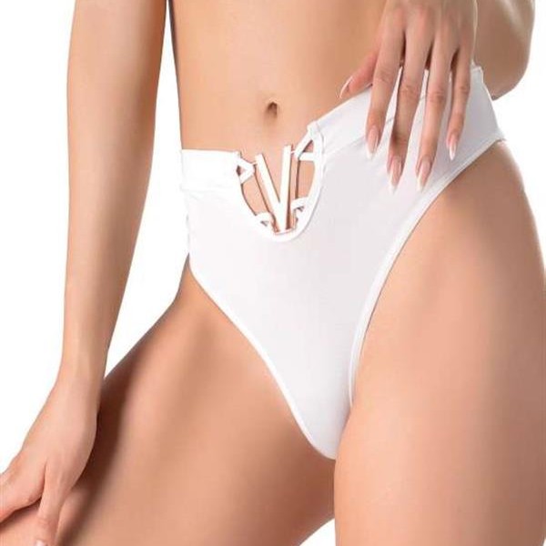 Arias Closet Beyaz V Metal Aksesuarlı Yüksek Bel String Tanga