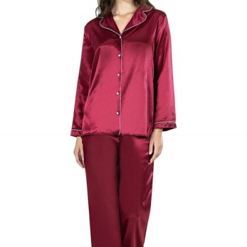 Aria's Closet Bordo İkili Saten Gecelik Pijama Takımı 7647