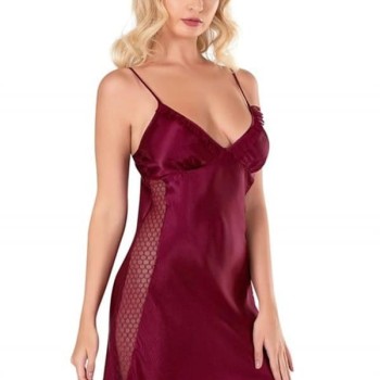 Arias Closet Bordo Kısa Saten Gecelik 8105