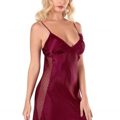 Arias Closet Bordo Kısa Saten Gecelik 8105