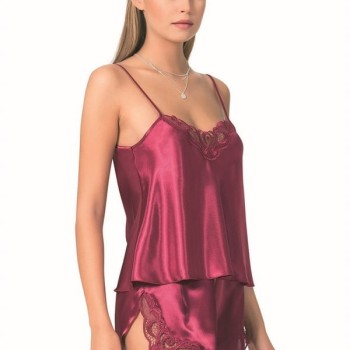 Arias Closet Bordo Saten Babydoll Şort Takımı