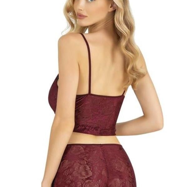 Arias Closet Bordo Saten Şort Takımı 9219