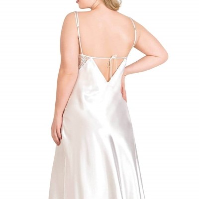 Arias Closet Büyük Beden Ekru Uzun İkili Saten Sabahlık Gecelik Takımı