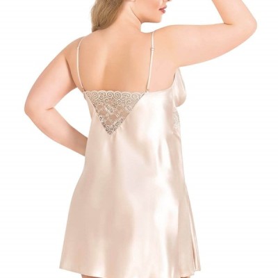 Arias Closet Büyük Beden Fildişi Kısa Saten Gecelik