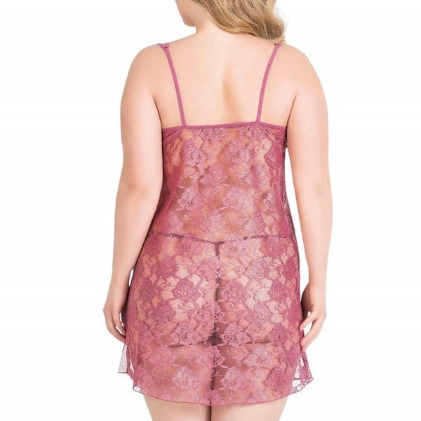 Arias Closet Büyük Beden Gül Kurusu Kısa Tül Gecelik