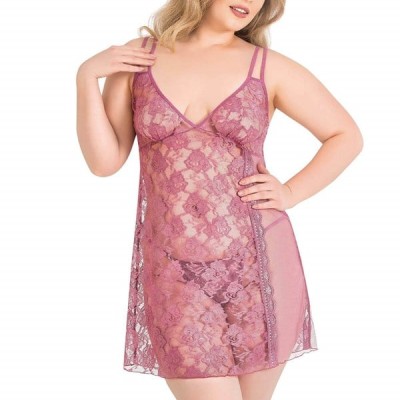 Arias Closet Büyük Beden Gül Kurusu Kısa Tül Gecelik