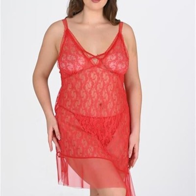 Arias Closet Büyük Beden Kırmızı Gecelik