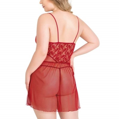 Arias Closet Büyük Beden Kırmızı Kısa Tül Gecelik