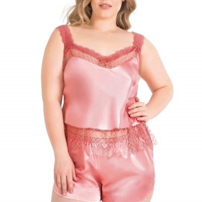 Arias Closet Büyük Beden Mercan Saten Babydoll Şort Takımı