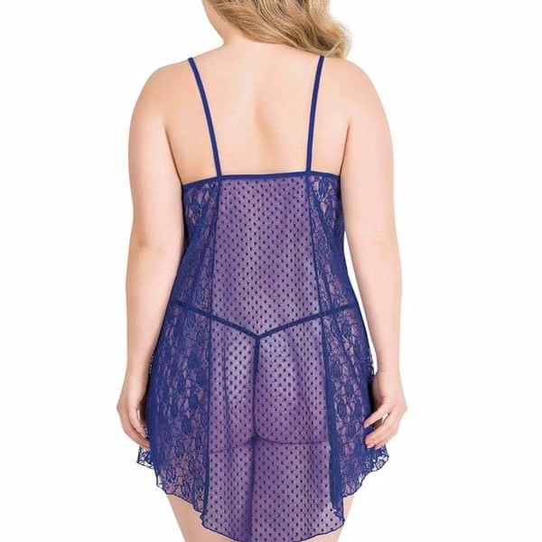 Arias Closet Büyük Beden Saks Kısa Tül Gecelik