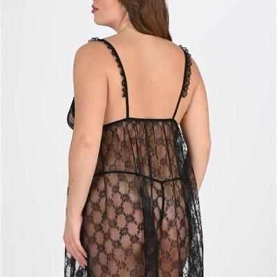 Arias Closet Büyük Beden Siyah Gecelik 3041