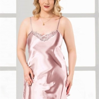 Arias Closet Büyük Beden Somon Kısa Saten Gecelik