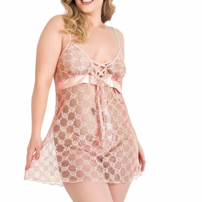 Arias Closet Büyük Beden Somon Kısa Tül Gecelik