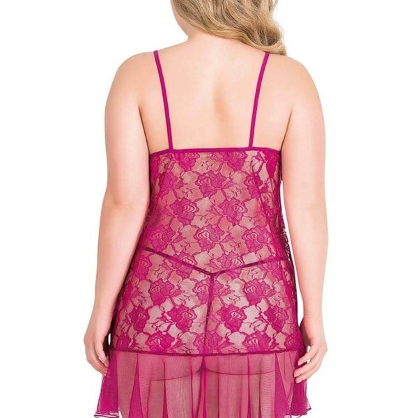 Arias Closet Büyük Beden Vişne Kısa Tül Gecelik