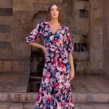 Arias Closet Çiçek Desenli Viskon Elbise