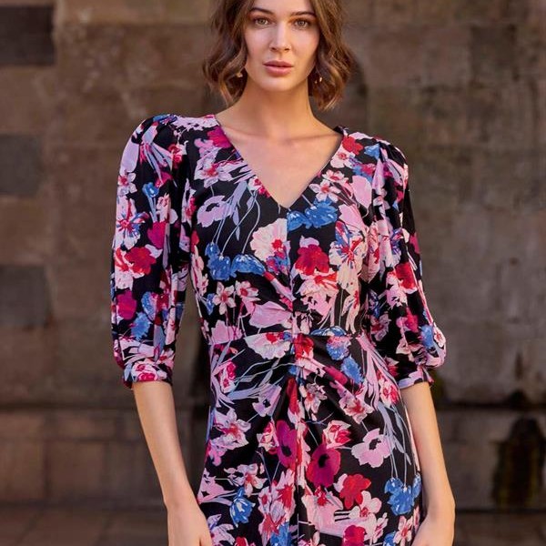 Arias Closet Çiçek Desenli Viskon Elbise