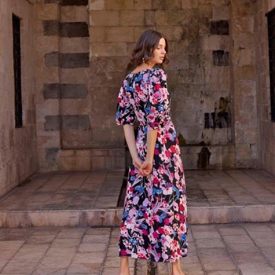 Arias Closet Çiçek Desenli Viskon Elbise