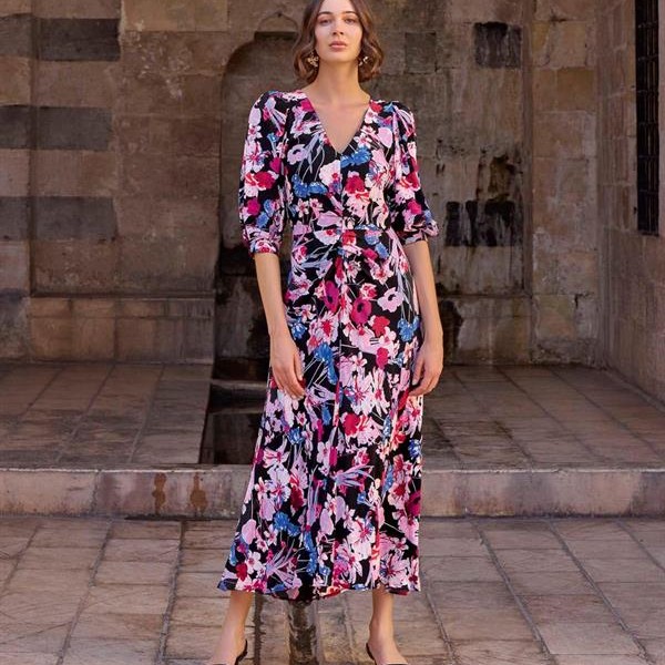 Arias Closet Çiçek Desenli Viskon Elbise