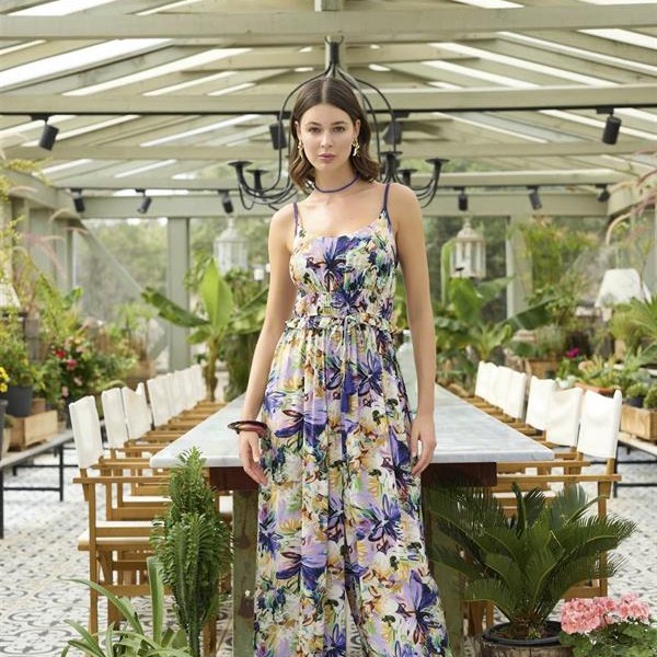 Arias Closet Çiçek Ve Yaprak Desenli İp Askılı Tulum