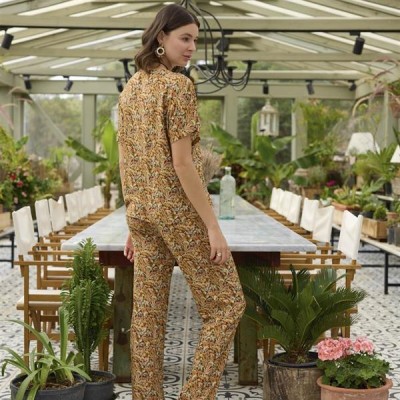 Arias Closet Çiçek Ve Yaprak Desenli Önü Düğmeli Alt Üst Takım