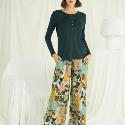 Arias Closet Çiçek Ve Yaprak Desenli Pijama Takımı
