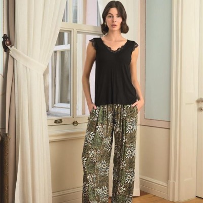 Arias Closet Çiçek Yaprak Ve Etnik Desenli Dantelli 3'Lü Pijama Takımı