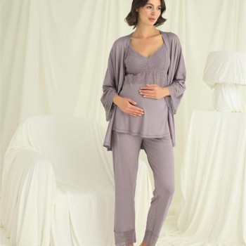Arias Closet Dantelli Hamile Lohusa 3'Lü Pijama Takımı