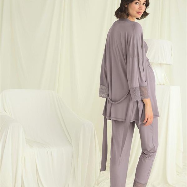 Arias Closet Dantelli Hamile Lohusa 3'Lü Pijama Takımı