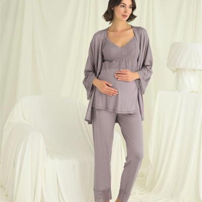 Arias Closet Dantelli Hamile Lohusa 3'Lü Pijama Takımı